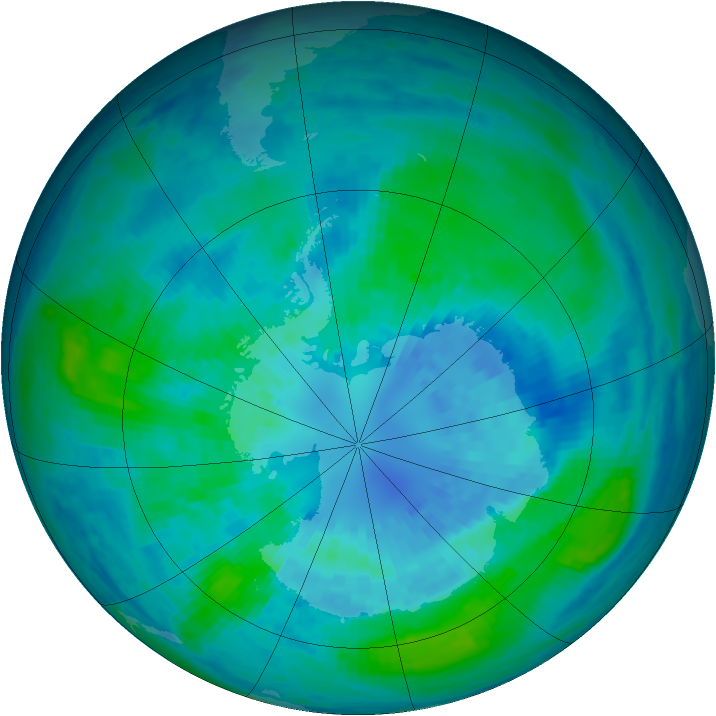 Antarctic ozone map for 31 March 2003